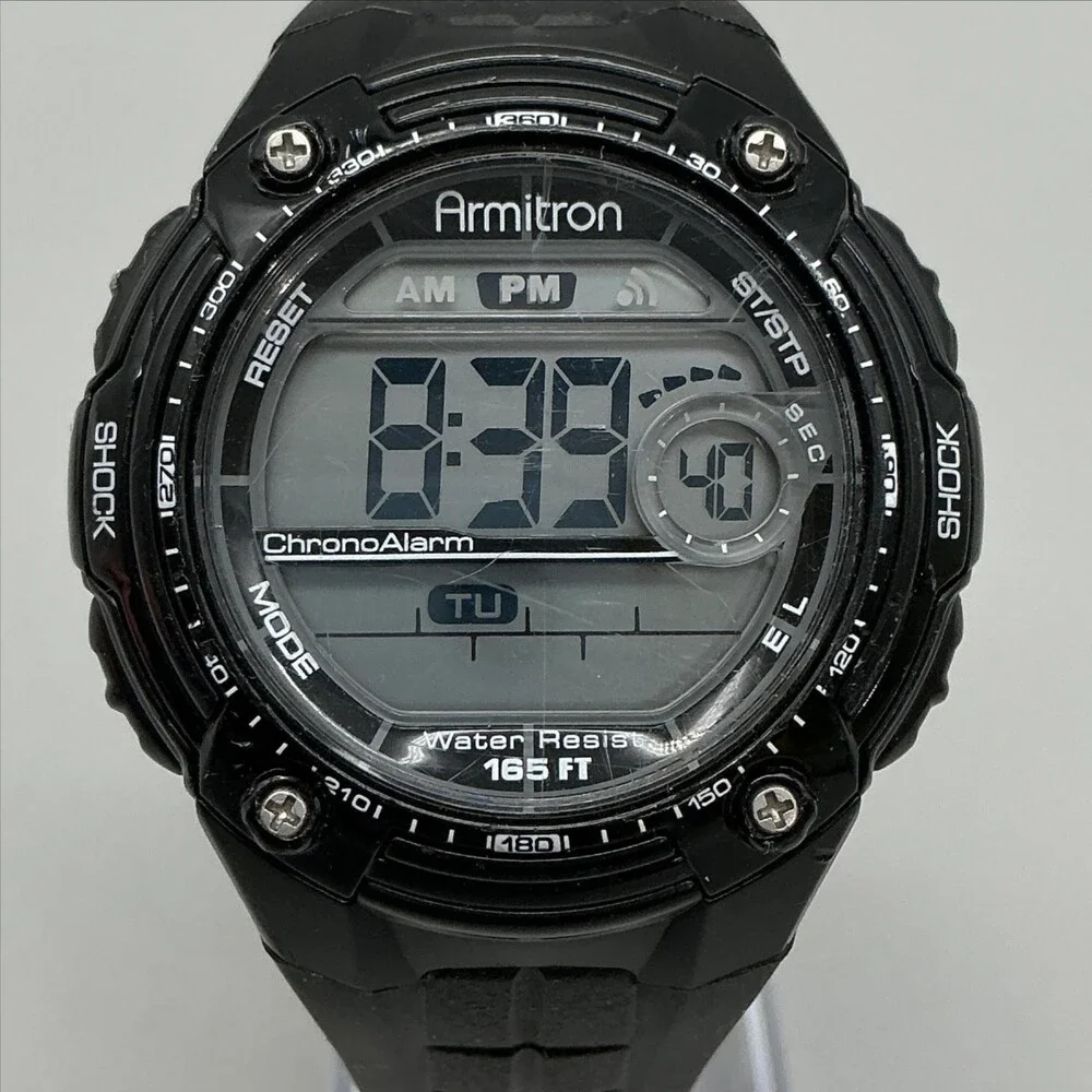 Armitron All-Sport 40/8322 Mens Watch 45mm Digital Black Chrono Alarm Day Date